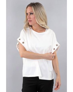 Michael Tyler Short Rings On Sleeve Top - White