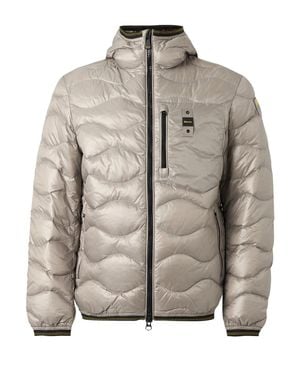 Blauer Quilted Hooded Casual Jacket - Gray