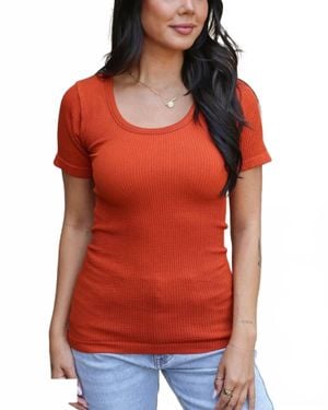 Grace and Lace Short Sleeve Knit Top - Red