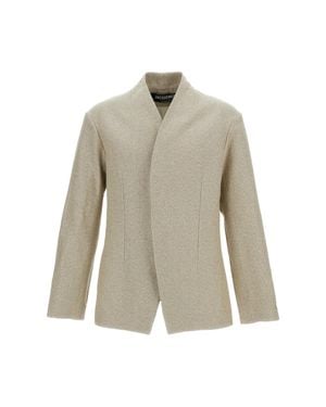 Jacquemus Collarless Linen-Cotton Tailored Jacket - Natural