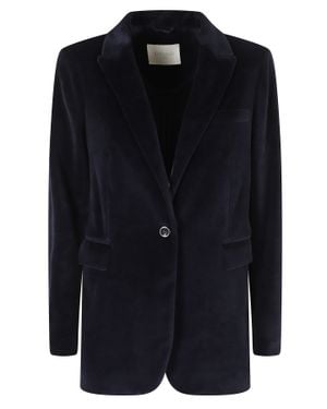 Circolo 1901 Single-Breasted Velvet Flap Pocket Jacket - Black