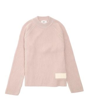 Ami Paris Ribbed Crew Neck Knit - Pink