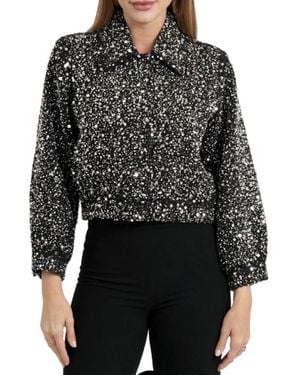 Love Token Jeweled Bomber Jacket - Black