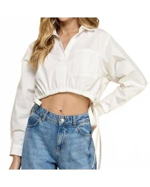 TCEC Long Sleeve Cropped Poplin Shirt - White