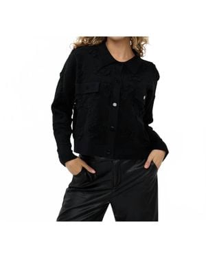EsQualo Benta 3D Floral Cardigan - Black