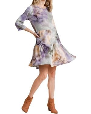 Umgee Marbled Tie Dye Knit Dress - Gray