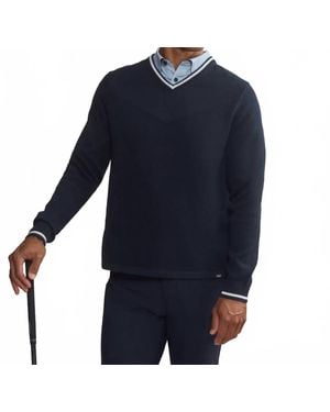 Rhone Golf V-Neck Sweater - Blue
