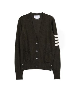 Thom Browne Merino Wool Relaxed Fit Cardigan - Black