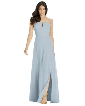 Dessy Collection Strapless Notch Chiffon Maxi Dress - Blue