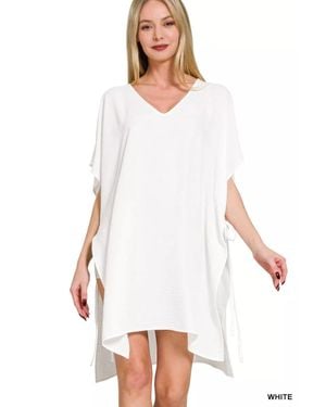 TRUEDAMES Woven Airflow Tie Side Cover Up - White