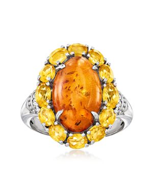 Ross-Simons Amber And Citrine Ring With Zircons - Yellow