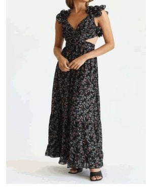 Fate Floral Cutout Maxi Dress - Black