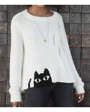 Wooden Ships Cat Crew Sweater - Gray