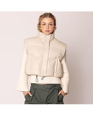 TRUEDAMES Faux Leather Padded Vest - Natural