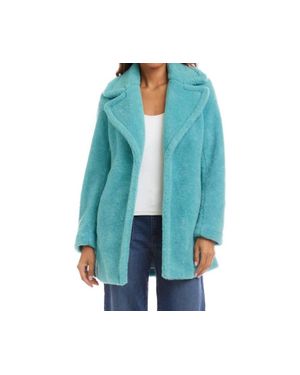 Karen Kane Sherpa Mid-Thigh Length Coat - Blue