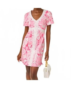 Lilly Pulitzer Evita Short Sleeve Stretch Shift Dress - Pink