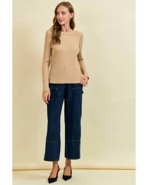 Doe And Rae Western Yoke Ribbed Long-Sleeve Tee - Blue