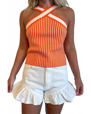 Day + Moon Flared Ruffle Denim Shorts