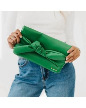 Pretty Simple Billie Bow Convertible Clutch Crossbody Bag - Green