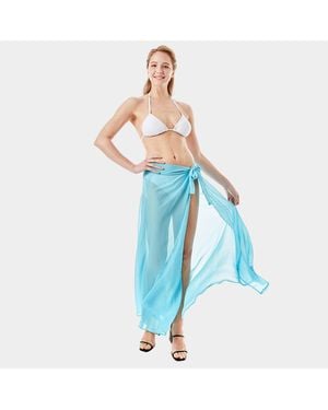 TRUEDAMES Solid Beach Wrap Skirt 34.6" X 35.4" - Blue