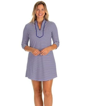 Duffield Lane Performance Teflex V-Neck Mia Dress - Blue