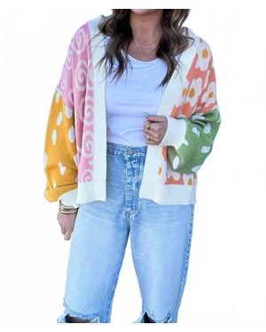 Liam & Company Julie Colorblock Open Front Cardigan - Blue