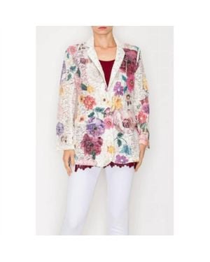 Origami Jewellery Lace Floral Blazer - White