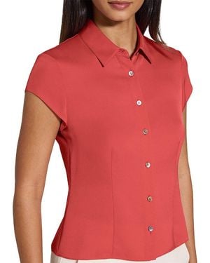 Theory Cap Sleeve Silk Blouse - Red