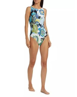 Johnny Was Jenn Tie Back One Piece Swimsuit - Blue