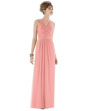 Alfred Sung Maxi Chiffon Sleeveless Halter Dress - Pink