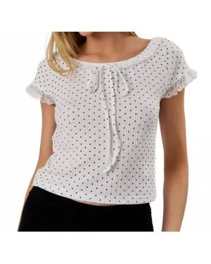 Sunday Edition Boat Neck Polka Dot Top - White