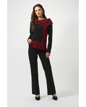 Joseph Ribkoff Casual Zipper Cowl Neck Top - Multicolor
