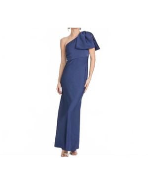 Sachin & Babi Aubrey One-Shoulder Satin Gown - Blue