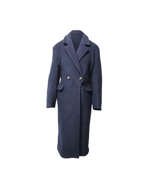 Ganni Double-Breasted Coat - Blue