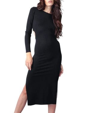 LBLC The Label Kim Long Sleeve Open Back Dress - Black