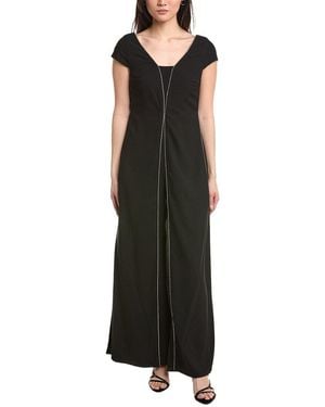 Joseph Ribkoff Cap-Sleeve Rhinestones Jumpsuit - Black