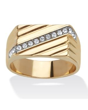 Palmbeach Jewelry Ion-Plated Stainless Steel Pave Crystal Ring - Metallic