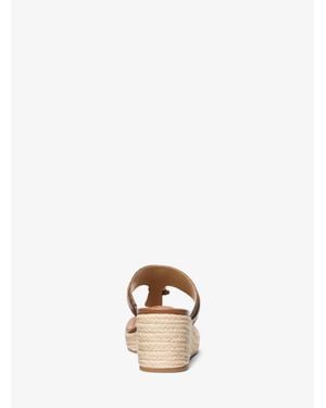 Michael Kors Outlet Zoe Signature Logo Wedge Sandal - Natural