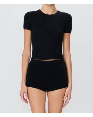 ÉTERNE Ribbed Stitch Cashmere Bloomer Shorts - Black