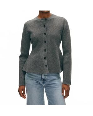 White + Warren Cashmere Blend Peplum Cardigan - Gray