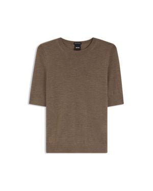 BOSS Slim-Fit Short-Sleeved Sweater - Brown