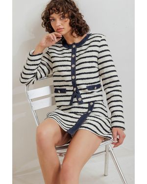 TRUEDAMES Bonjour Stripe Woven Crop Jacket - Multicolor