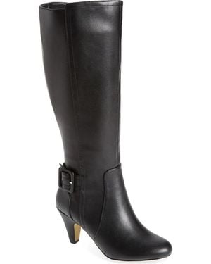 Bella Vita Troy Ii Boots Extra Wide Almond Toe Knee-High Hawk795 - Black