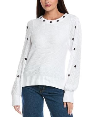 Isla Bette Embroidered Sweater - White