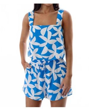 Day + Moon Brooke Tropical Floral Print Short Set - Blue