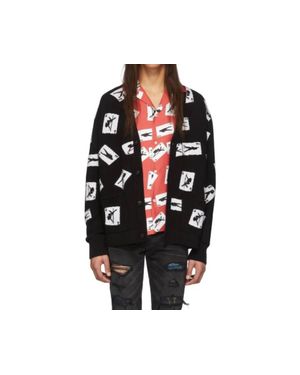 Amiri Cards Intarsia Cardigan Sweater - Black