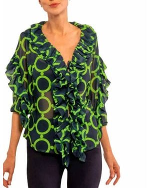Gretchen Scott Ruffle Stilt Skin Blouse - Green