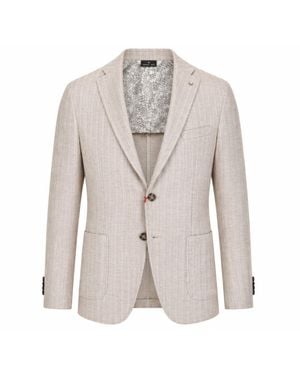 Manuel Ritz Herringbone Half Lined Linen Blazer - Gray