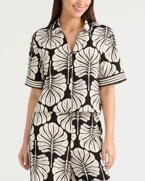 Ellen Tracy Boxy Top With Stripe Cuff - Black