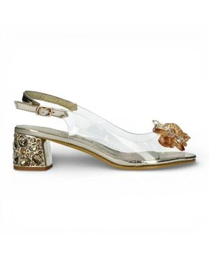Laura Vita Mily 22 Clear Golden Slip-On Cinderella Heel Sandals - Metallic
